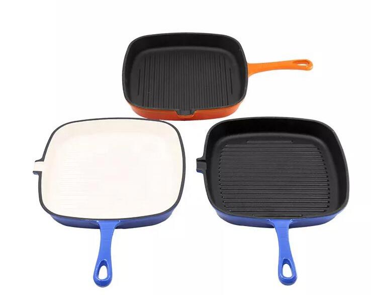 Enamel Cast Iron Square Griddle Grill Pan