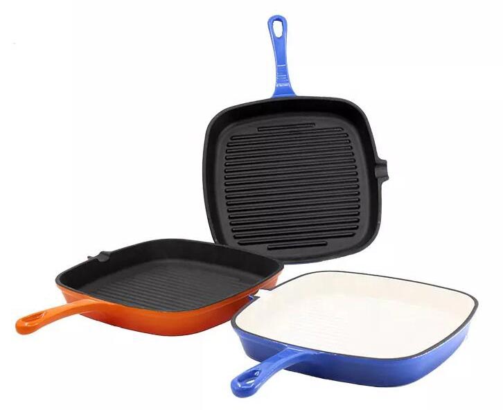 Enamel Cast Iron Square Griddle Grill Pan